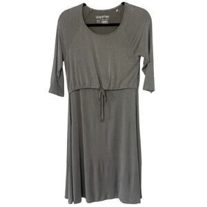 Latched Mama Drawstring T-Shirt Nursing Dress 3/4 Sleeves Brown Dot Size Medium